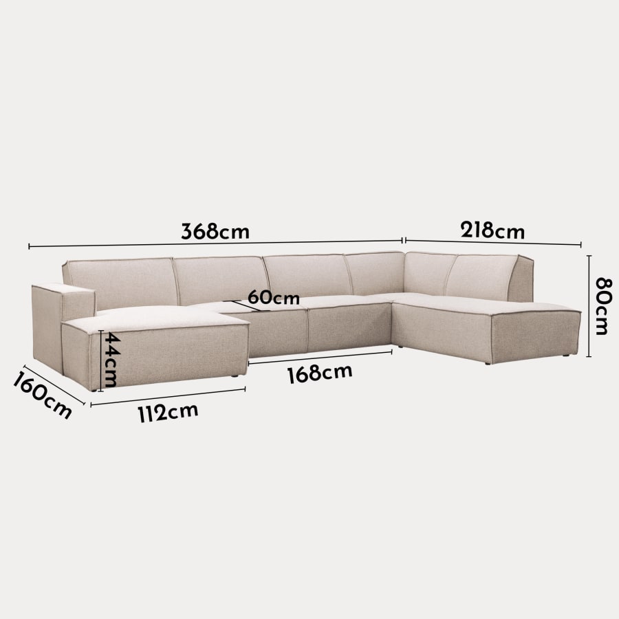 Canap&eacute; panoramique en tissu beige - Angle gauche